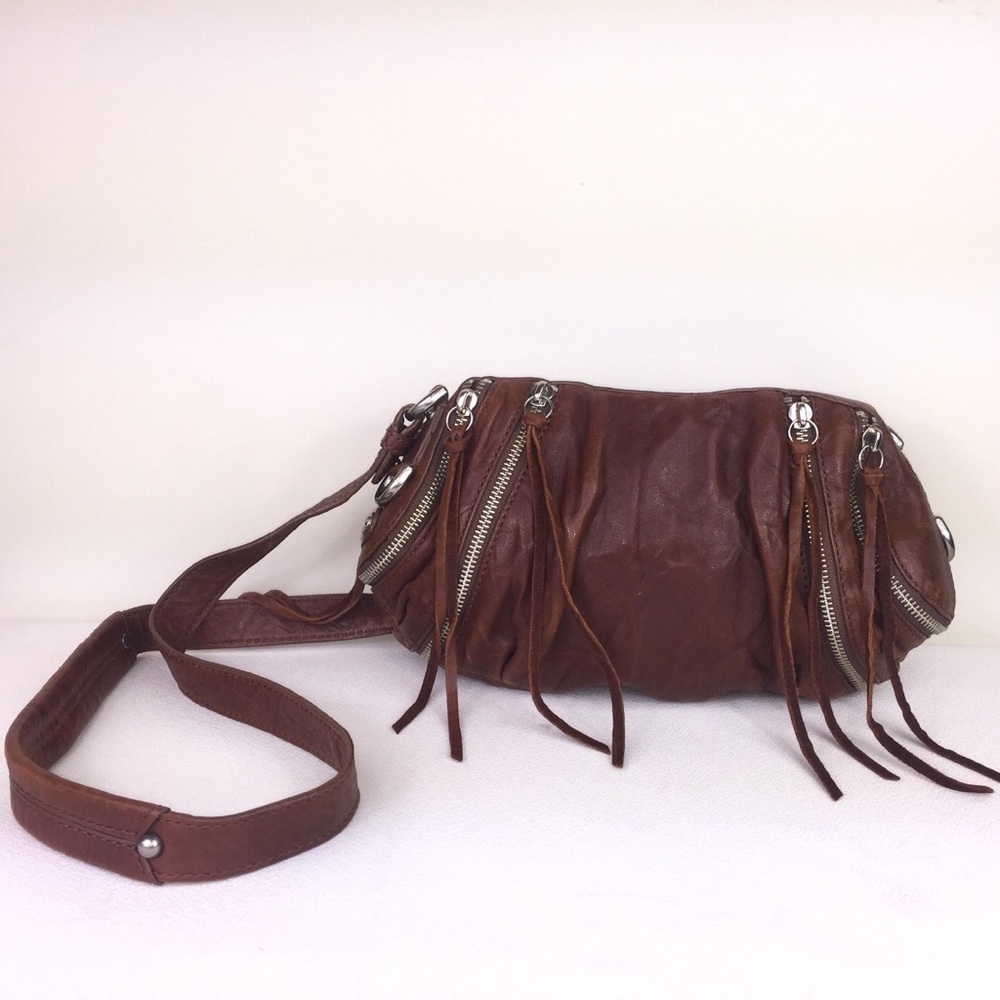 Botkier Brown Leather Crossbody w/ Zipper Detail